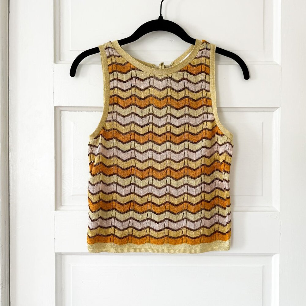 Mango Geometric Knit Tank - Multi Metallic